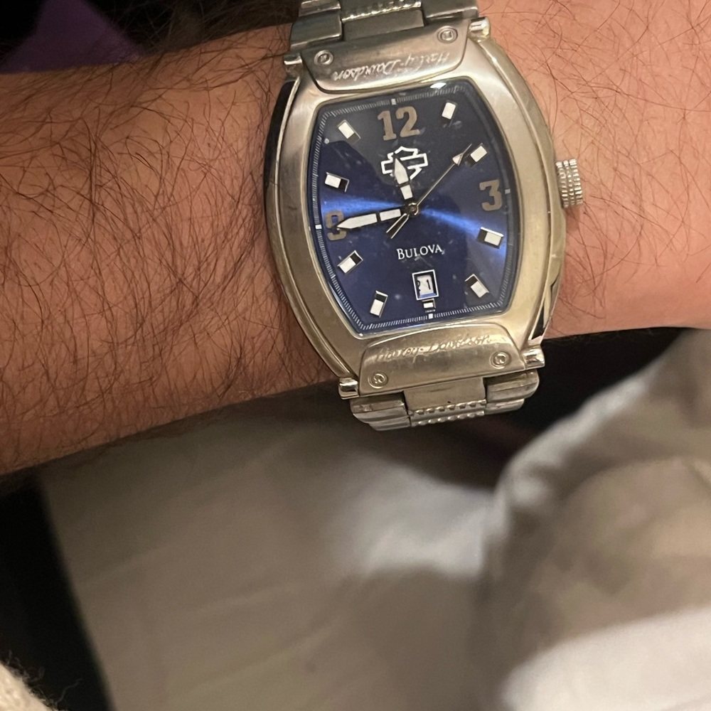 Bulova Silver and Blue Watch - Picture 2 of 3